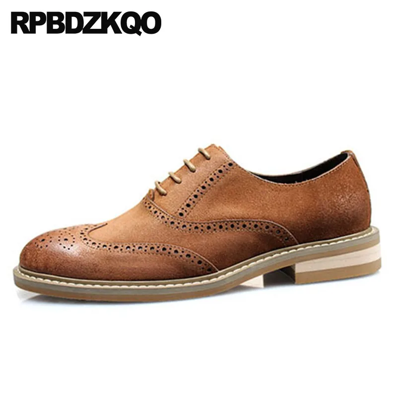 

Oxfords Business Wingtip Suede Italy Dress Italian Office Brogue Luxury Nubuck Brown Lace Up Designer Shoes Men High Quality