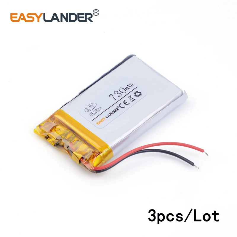 

3 шт./лот 652338 730 мАч 3,7 в литий-ионный полимерный аккумулятор MP3 MP4 GPS Bluetooth маленький стерео bluetooth GPS