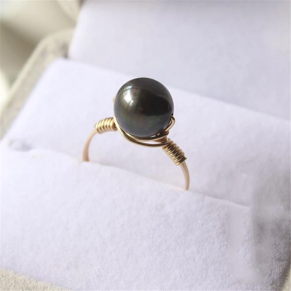 

Black Freshwater Pearl Rings Handmade Gold Filled Jewelry Joyas Gift Anillos Mujer Bague Femme Boho Rings For Women