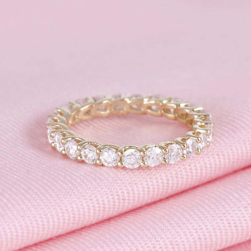 Обручальное кольцо TransGem 14K 585 из желтого золота 2,8 мм Moissnaite Eternity