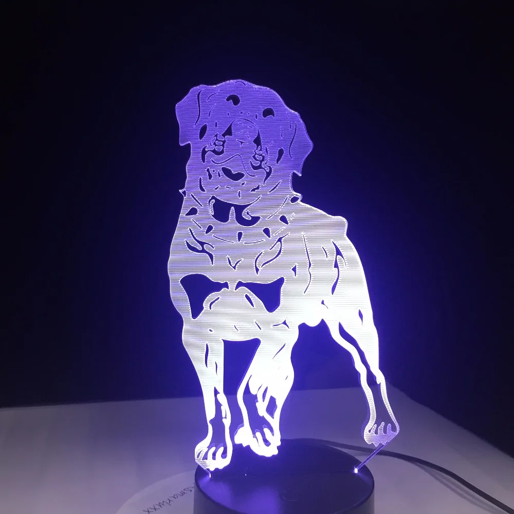 Немецкий Ротвейлер 3D Собака лампа животные огни настольная USB СВЕТОДИОДНЫЙ