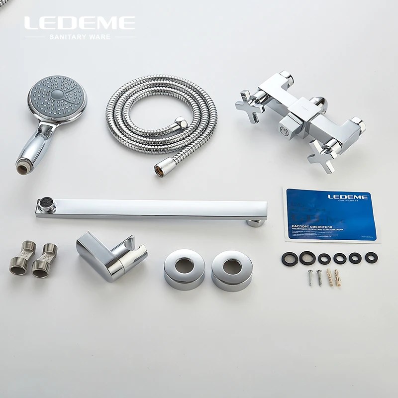 LEDEME Bathtub Faucet Shower Set Brass Body Showers with Handhead ABS Head Long Spout Bathroom Tap L2584 | Обустройство дома