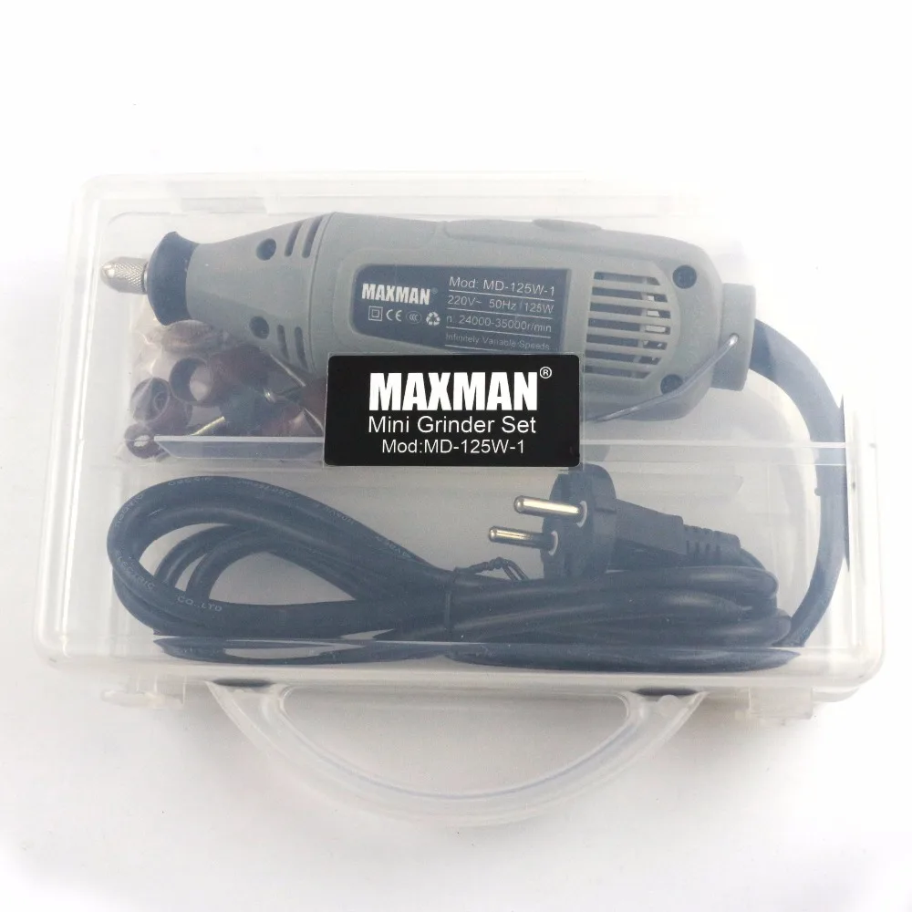 

MAXMAN 125W Electric Mini Die Grinder Continuously Variable Speed Rotary Tool 3mm Collet Multi Power Tools Set with Plastic Box