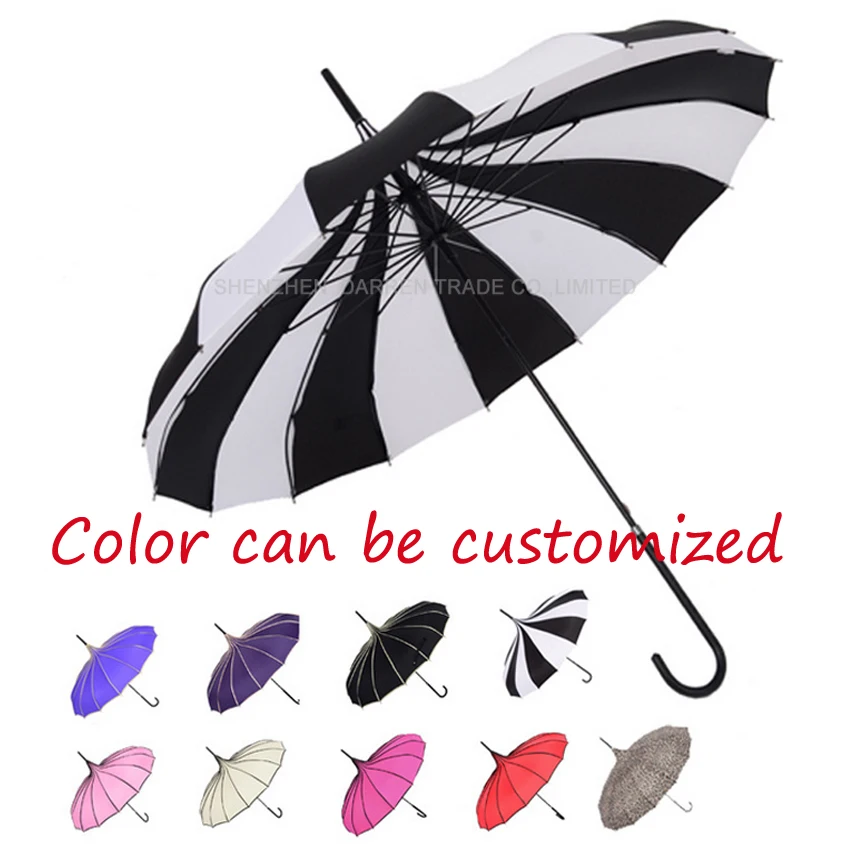 

10PC Top Quality Creative Wedding Umbrella Sunny And Rainy Pagoda Umbrella Straight Rod with Color can be customized