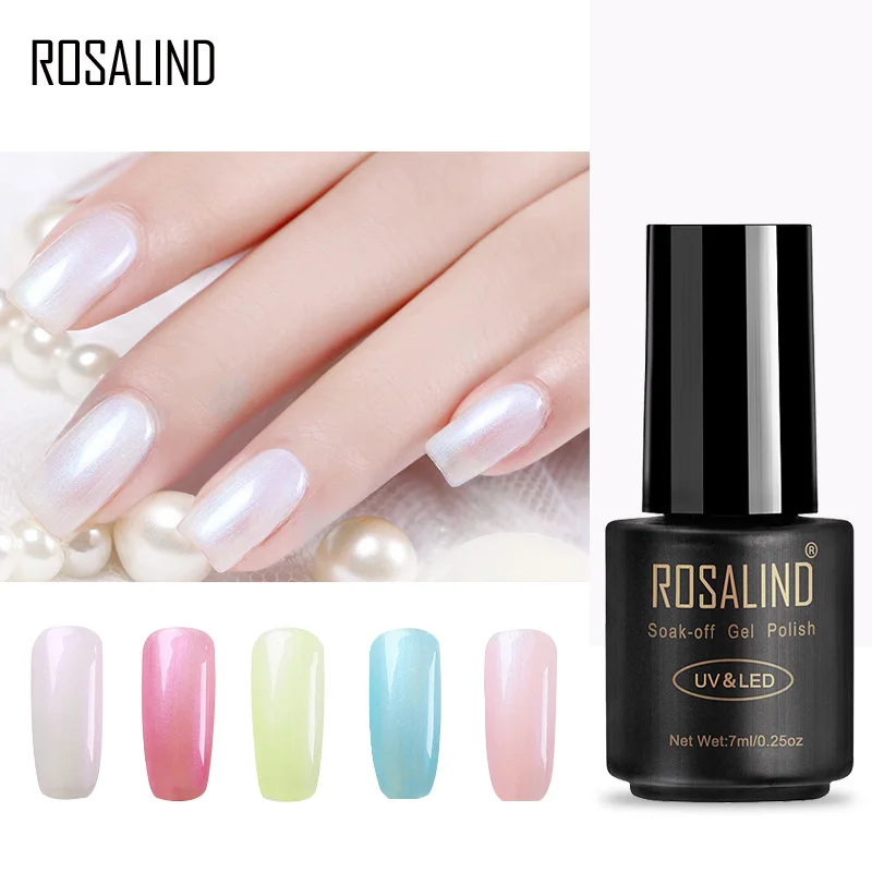 Гель лак ROSALIND 1S 7 мл жемчужный Цветной для дизайна ногтей салонный УФ гель