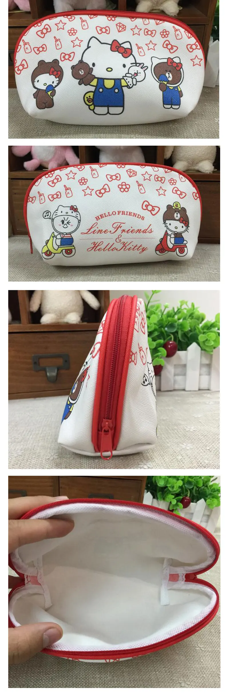 3 шт./компл. hello kitty Плюшевые кошельки Женская сумка для макияжа мультяшная косметичка дорожная коробка для макияжа Органайзер плюшевый рюкзак