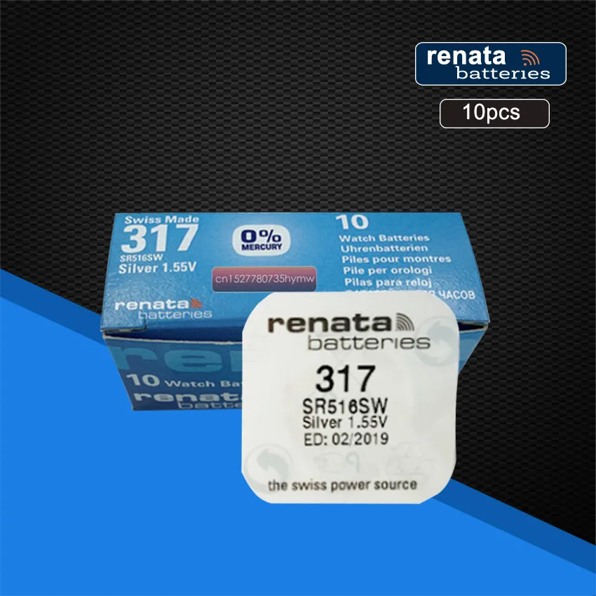 10 упаковок Renata длительный срок службы 317 SR516SW SR62 D317 V317 часы батарея Серебряный