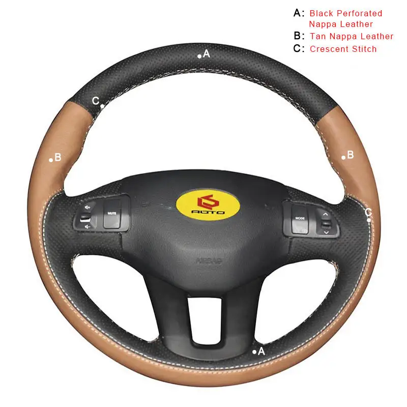 Nappa Leather Чехлы рулевого колеса автомобиля для Kia Sportage 3 2011- Kia Ceed Cee 'd 2010-2012 внутренняя Авто оплетка на крышку рулевого колеса - Название цвета: Nappa Leather