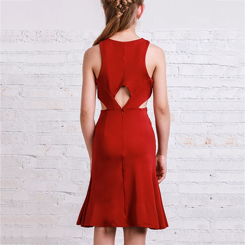 Latin Dance Dress For Girls Red Cha Cha Samba Salsa Rumba Practice Clothes Milk Fiber Ballroom Tango Dancing Kids Dresses DC2518