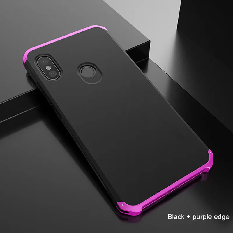Black Purple Металлический чехол для Xiaomi Redmi note 8 Pro Чехол Алюминиевый противоударный чехол для Redmi Note 5 чехол для Redmi note 7 note8 note 6 pro Чехол - Цвет: Black Purple