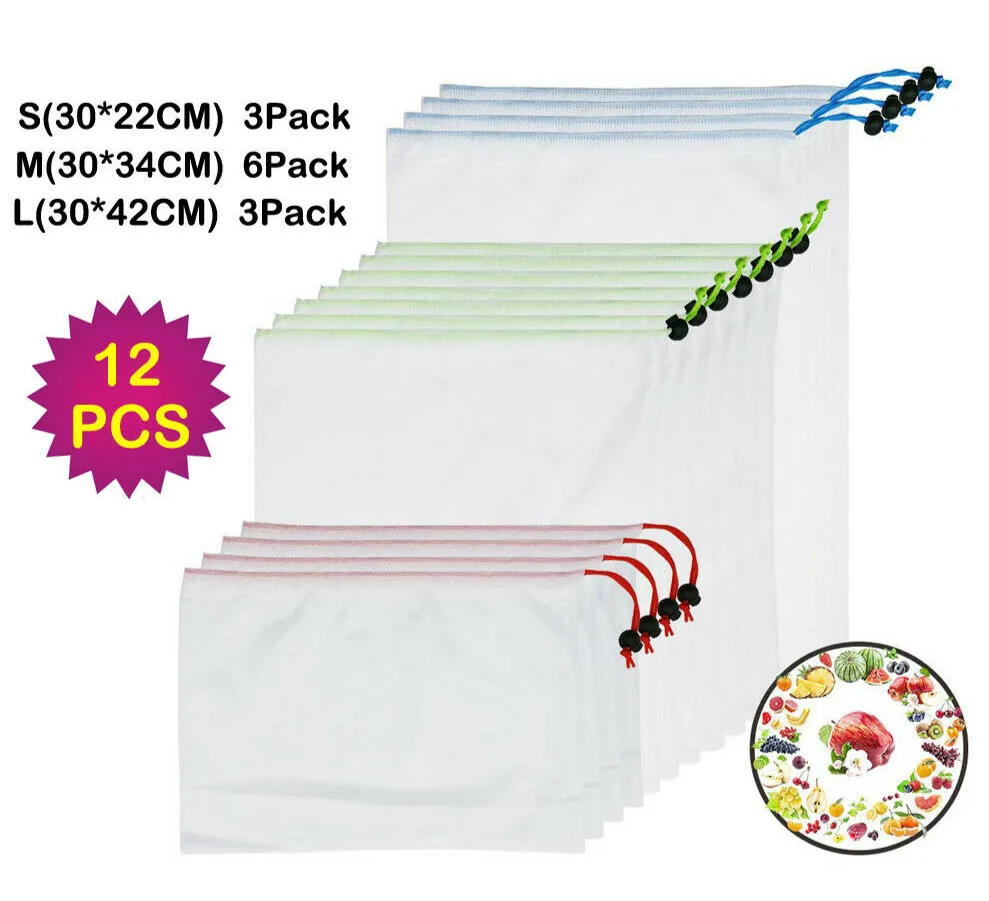 Фото Eco-friendly Cotton Mesh Produce Bags Grocery Fruit Storage Shopping String Bag Kitchen Organization Багаж и сумки Eco-friendly Cotton Mesh Produce Bags Grocery Fruit Storage Shopping String Bag Kitchen Organization Багаж и сумки