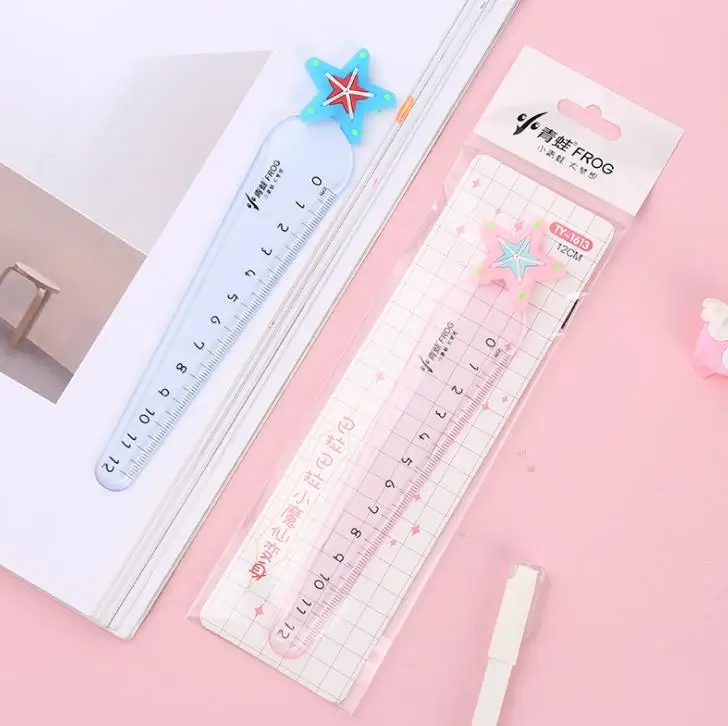 

1 Pcs Cartoon 12cm Carrot Star Transparent Straight Rulers Acrylic Painting Learning Plastic Ruler Bookmark School Stationery