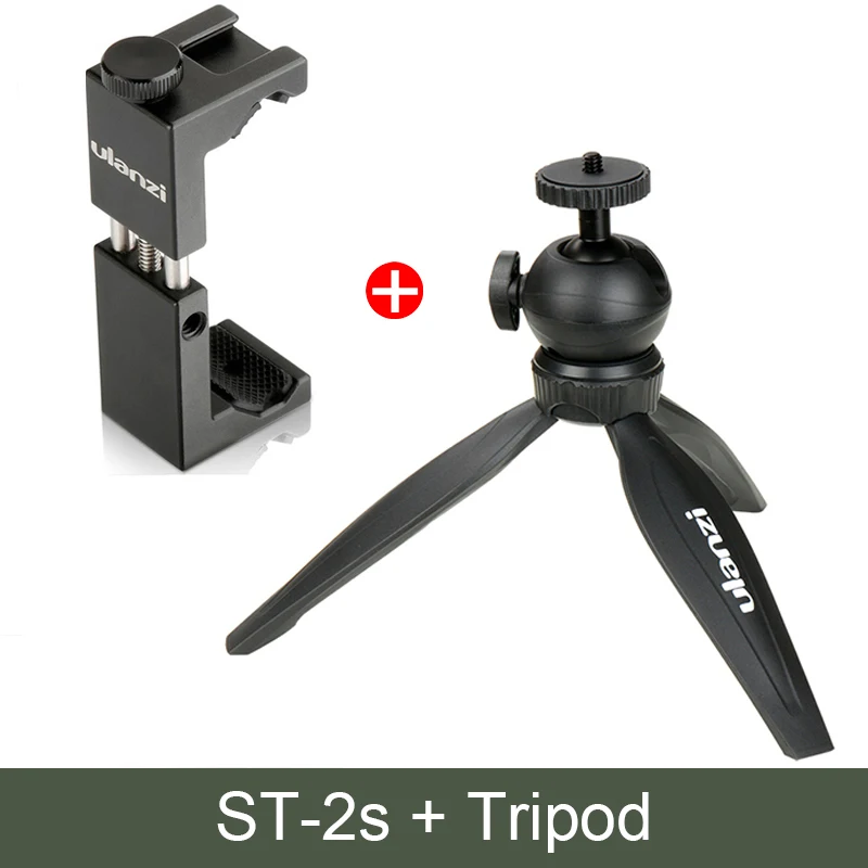 With Tripod Ulanzi ST-02S алюминиевый штатив для телефона вращающийся вертикальный горизонтальный зажим держателя телефона w Холодный башмак крепление для iPhone X 8 7 Plus - Цвет: With Tripod