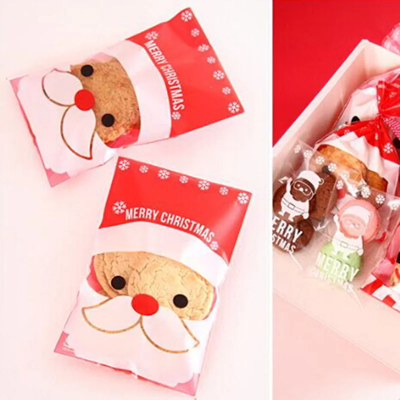100 шт./лот рождественский подарок Санты Клауса и снеговика Упаковка конфет сумка