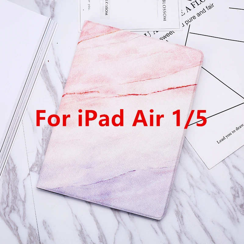 Pink Air 1 Для iPad 9,7 чехол A1893 из искусственной кожи с мрамором, умный чехол с функцией автоматического сна/пробуждения для iPad 2/3/4 Air 1 2 Mini 1 2 3 4 Funda - Цвет: Pink Air 1