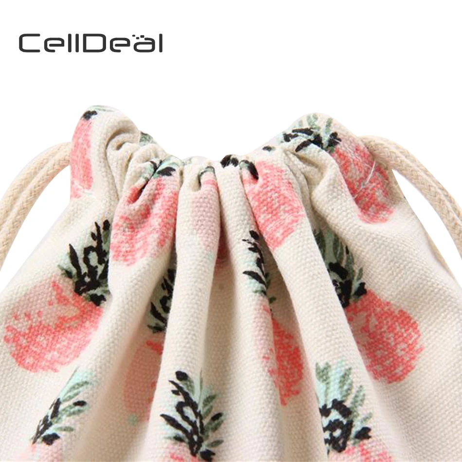 CellDeal обувь для девочек Drawstring сумки женщин хлопок холст на плечо шнурок ананас
