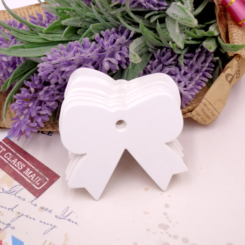 50pcs Bowknot Kraft Paper Tag Hand Made Gift Cards DIY Price Label for Wedding Birthday Party 4.7x5.7cm | Дом и сад