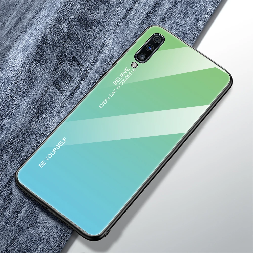 Чехол из закаленного стекла для телефона для samsung Galaxy A30 A50 A10 A20 A40 A60 A70 10 20 30 40 50 60 70 цветной защитный чехол-накладка на заднюю панель - Цвет: 06
