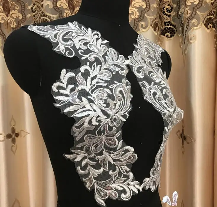 Кружевная аппликация цвета слоновой кости 37*17 см 10 шт./5 пар | Дом и сад
