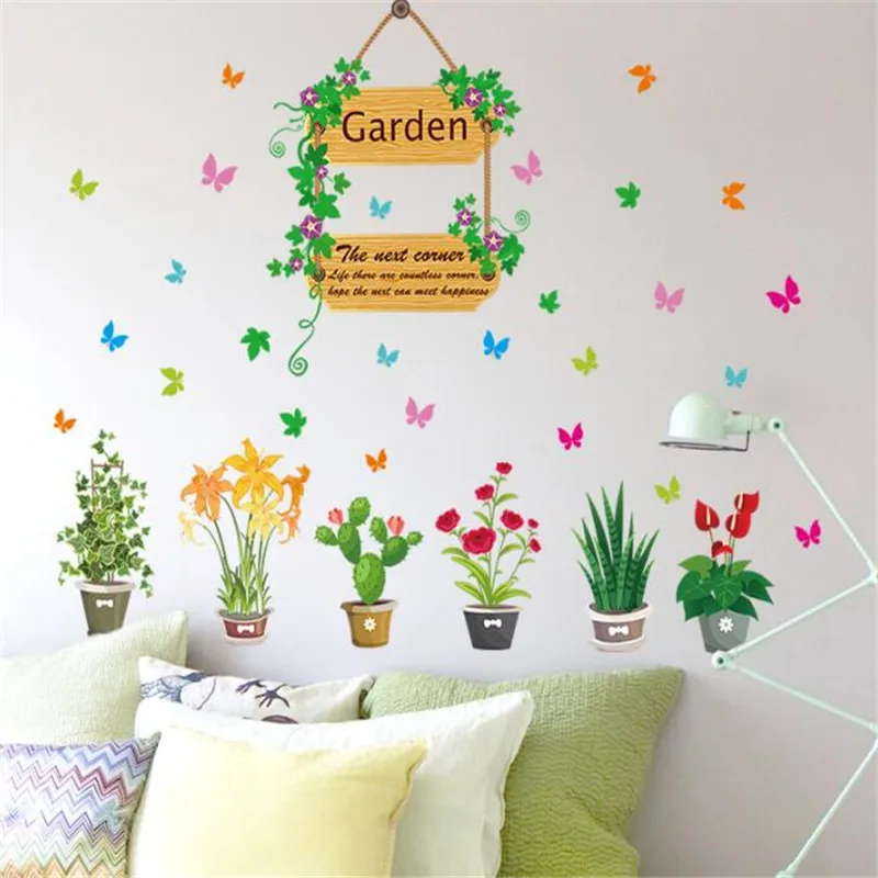 IDFIAF свежие цветы в горшке настенные наклейки для гостиной спальни входные двери