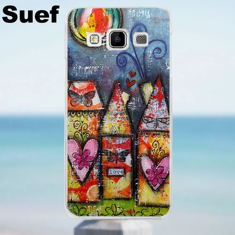 Art journing Collage Houses для Galaxy Alpha Core Prime Note 2 3 4 5 S3 S4 S5 S6 S7 S8 mini edge Plus Мягкий чехол с