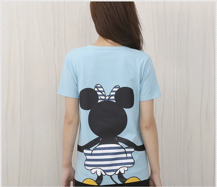 blue Minnie Семья футболки в тон, для мамы, папы, дочки и футболка для сына Футболки-топы одежда для мамы и меня мама девочки; дети семейная одежда с рисунком из мультфильма - Цвет: blue Minnie