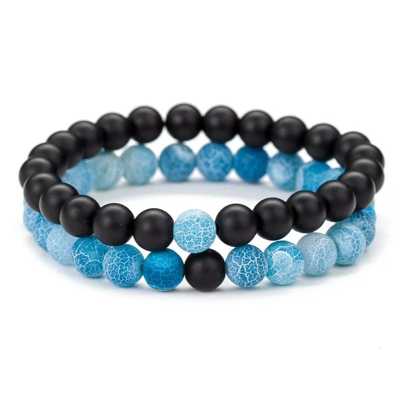 2 pieces / set of lovers bracelet classic natural stone seven color yin and yang beaded men women gift hot sale | Украшения и