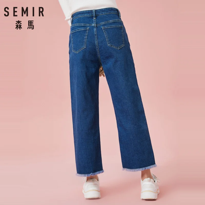 SEMIR/женские укороченные джинсы из 100% хлопка с необработанным краем женские