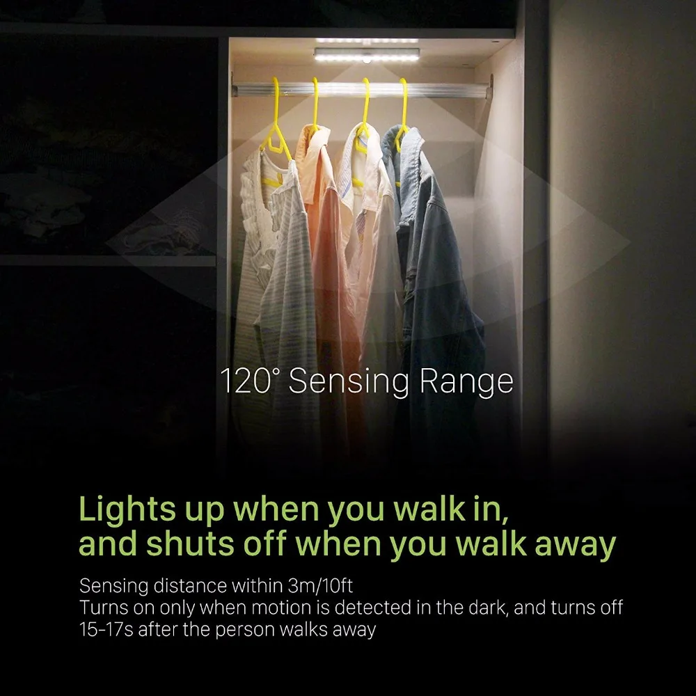 ZjRight 64 Led PIR Авто Датчик света перезаряжаемая батарея свет индукции шкаф спальня