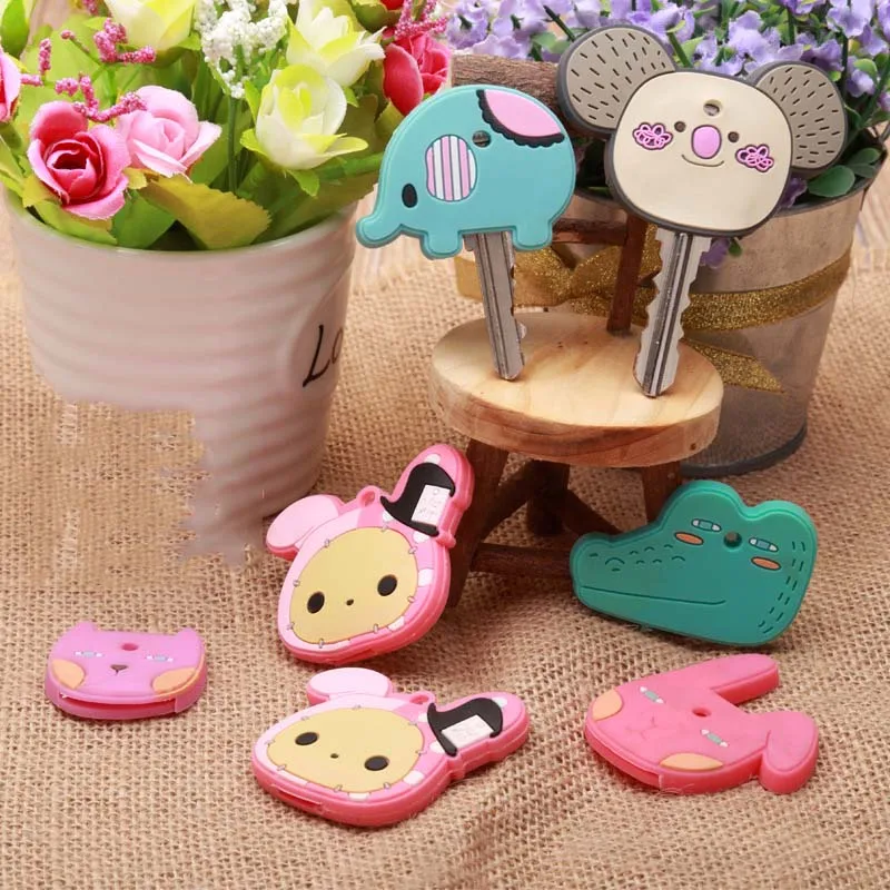 10 шт. новинка милый силиконовый чехол для ключей Kawaii С мультяшным животным чехлы