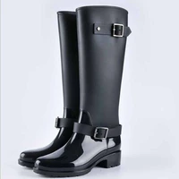 punk style zipper tall boots womens pure color rain boots outdoor rubber water shoes for female 36 41 plus size