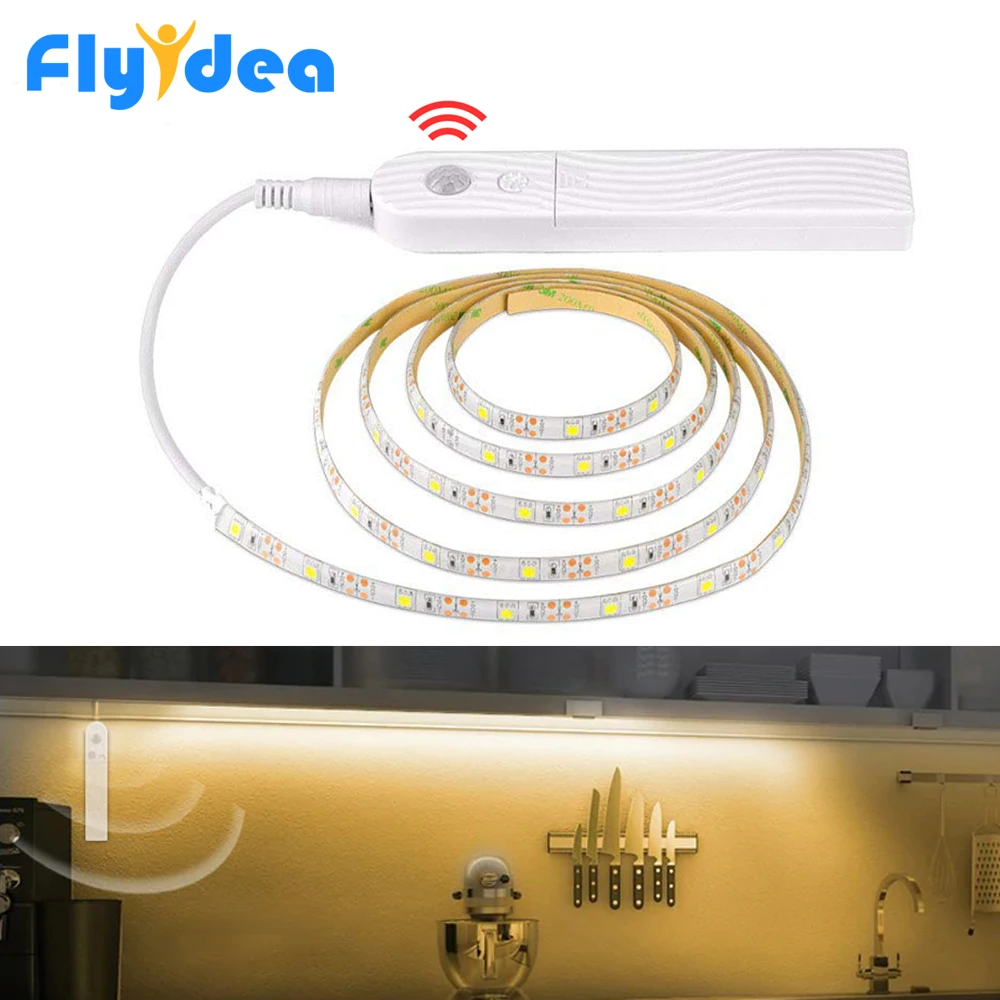 

3M 2M 1M LED light strip waterproof PIR induction night light motion sensor battery powered wardrobe bed bottom smart lamp IP66