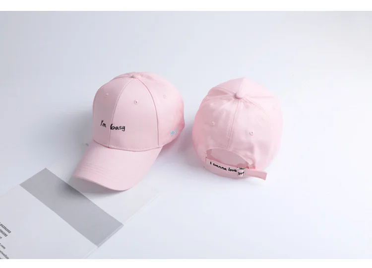pink colour Мода г. письмо я занят Кепки Для женщин Для мужчин Вышивка Бейсболки для женщин пользовательские взрослых Повседневное Snapback Шапки Спорт Casquette Gorras - Цвет: pink colour