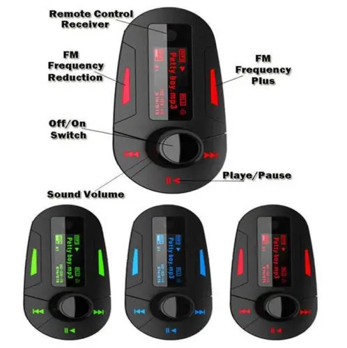 Автомобильный комплект с зеленым/красным/синим ЖК-дисплеем mp3-плеер беспроводной