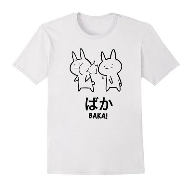 PUDO JBH забавные аниме бака кролика Slap японская мода Harajuku Kawaii Графический Хлопок