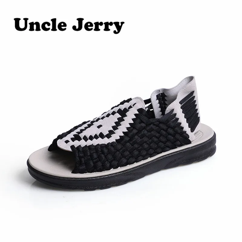 UncleJerry/летние сандалии для мужчин и женщин дышащая обувь мальчиков девочек тканые
