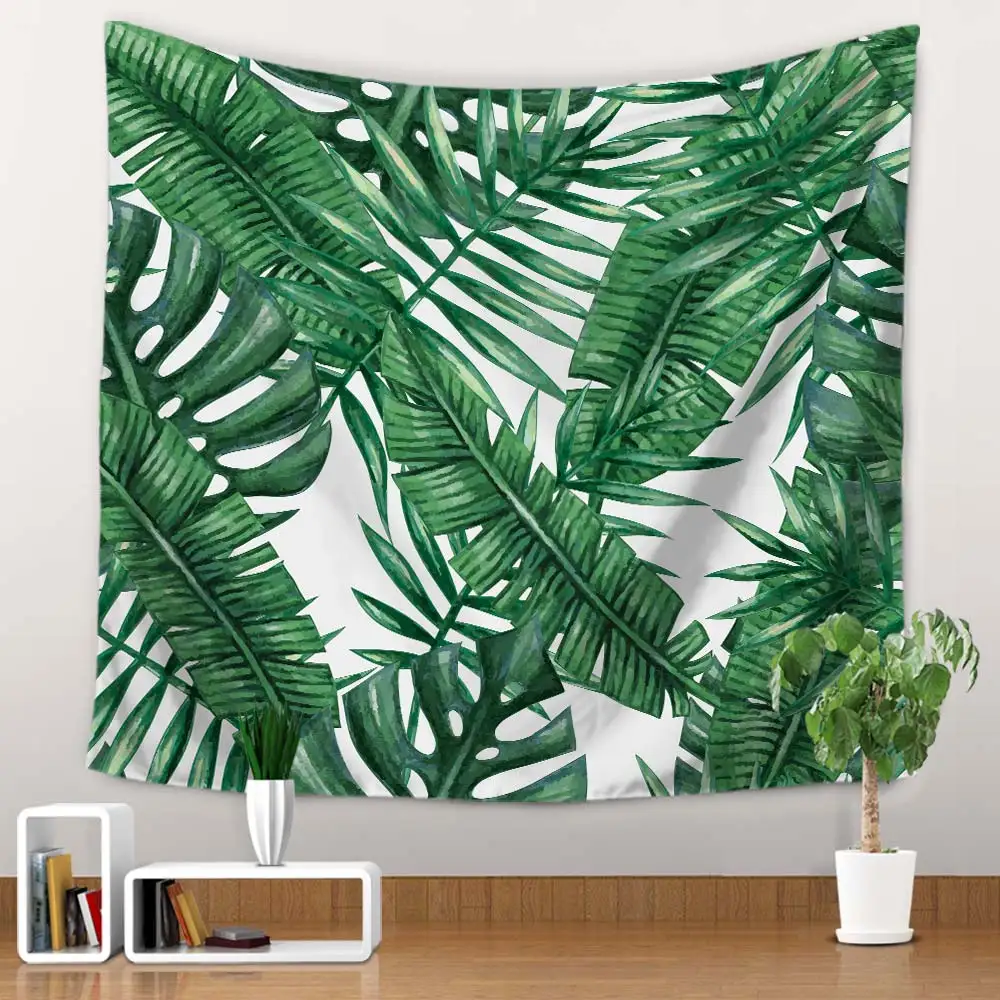 

Miracille Polyester Tropical Plant Pattern Wall Cloth Hanging Tapestry Wedding Party Gift Bedspread Beach Towel Yoga Picnic Mat
