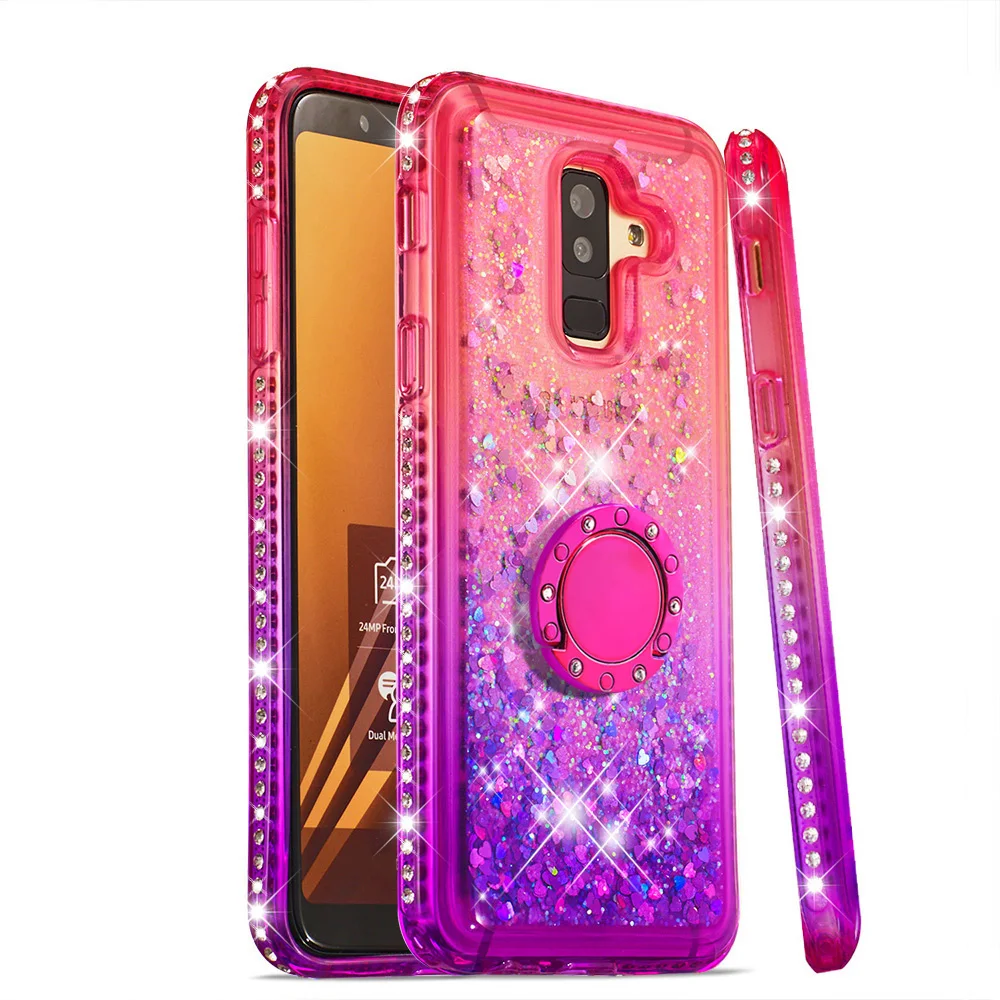Кольцо алмазные наклейки на ногти сердечки чехол для Samsung Galaxy A5 2017 A6 Plus A7 A9 2018