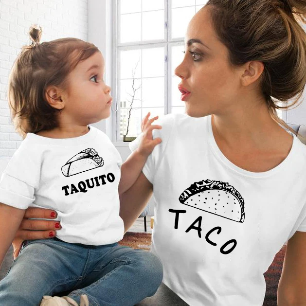 Taco and Taquito/одинаковые футболки для мамы и дочки рубашки летние повседневные