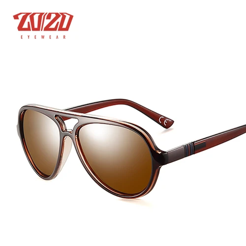 C03 Brown Brown 20/20 Классические Поляризованные Солнцезащитные Очки Мужские Очки Покрытие Черный Овальный Оправа Вождения Очки Мужской Солнцезащитные Очки Oculos PL302 - Цвет линз: C03 Brown Brown