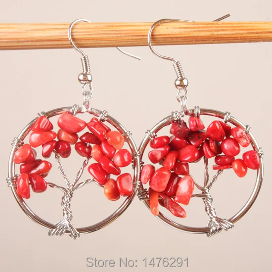 Новые серьги чакры &quotДрево жизни&quot проволочный материал сверкающие камни