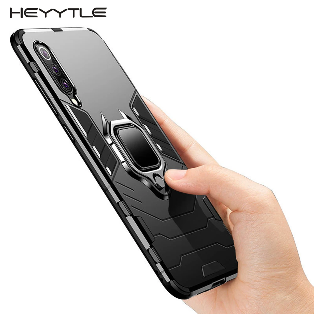 Heyytle Armor Shockproof Case For Xiaomi mi 8 Lite 9 se A1 A2 Max 3 Metal Redmi Note 6 5 Pro 7 Magnet Ring Holder Cover |