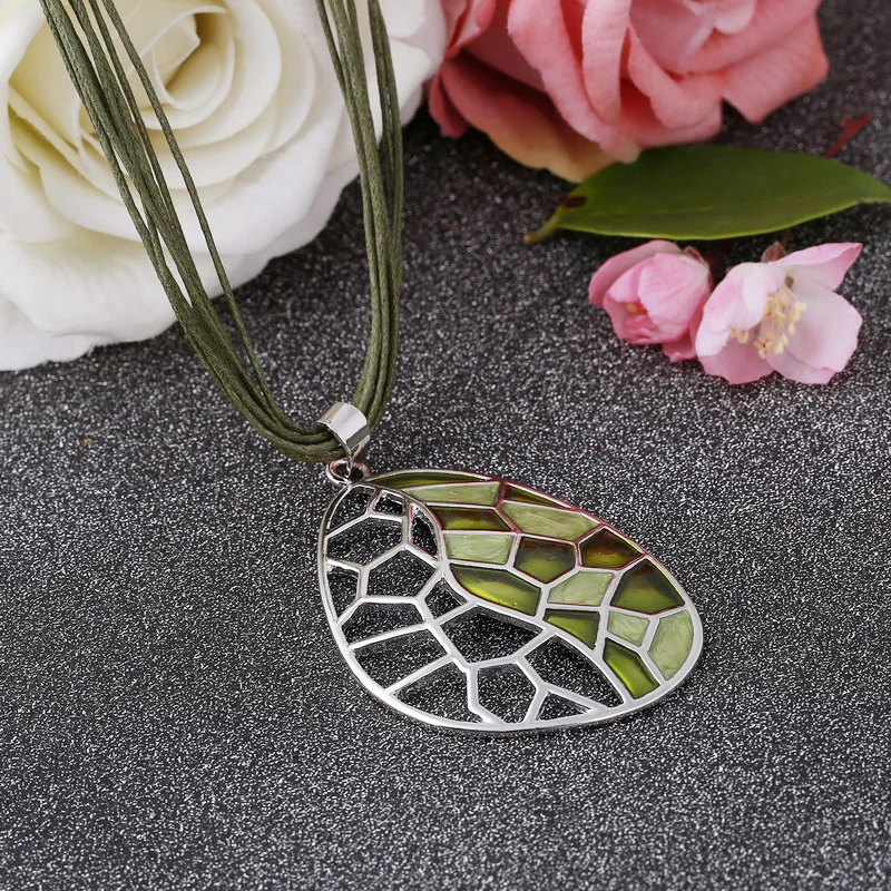 Женский посеребренный Кулон чокер ювелирный набор с зеленой эмалью|jewelry sack|set