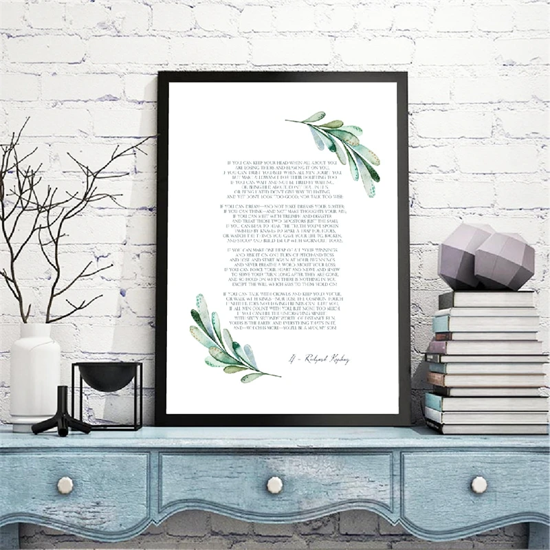 Rudyard Kipling If Poem цветочный постер принт поэтическая Цитата печатная Картина на