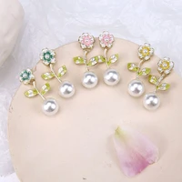 earrings dangle enamel charms big rose pearl dangle alloy pendant fit diy jewelry drop oil accessories craft 10 pcs 2045 mm