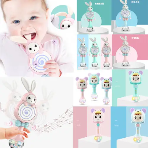 HOT Soft Sound Rabbit Baby Teether Toy with Lights Musical Hand Rattle Bell |