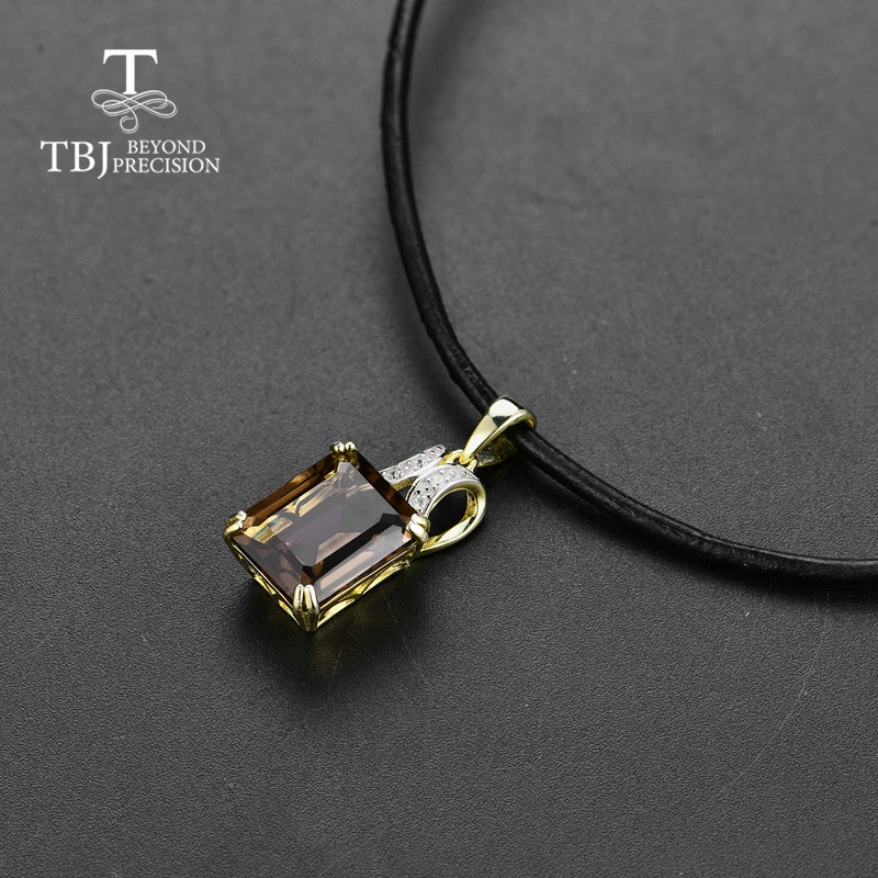 Женский кулон с изумрудами TBJ дымчатый кварцевый натуральным драгоценным камнем