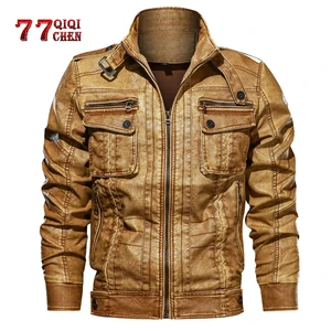 Мужская кожаная куртка от бренда 2021 Новая повседневная обувь из PU искусственной кожи мотоциклетные кожаные куртки мужской jaqueta couro masculina размера плюс 6XL куртка с карманами; Пальто