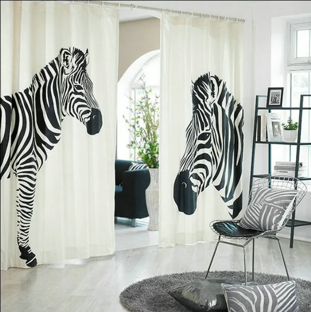 Модные Плотные звуконепроницаемые хлопковые занавески с принтом зебры для