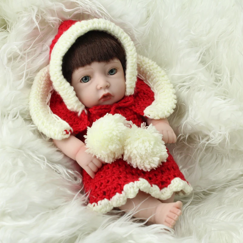 Мини силиконовые куклы Reborn Baby ручные имплантаты коричневые синтетические волосы